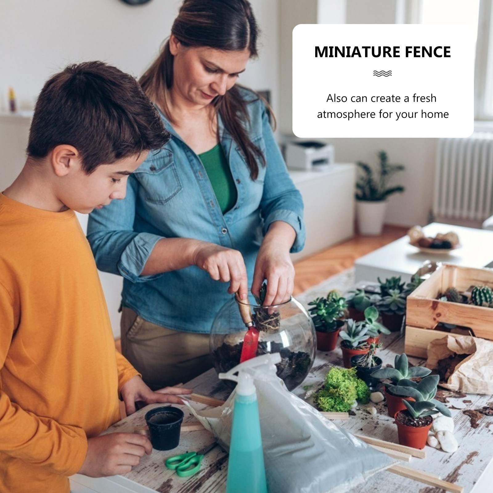 12Pcs Mini Wooden Fence Set Li - огляд і ціна Succulent Arrangement Mini