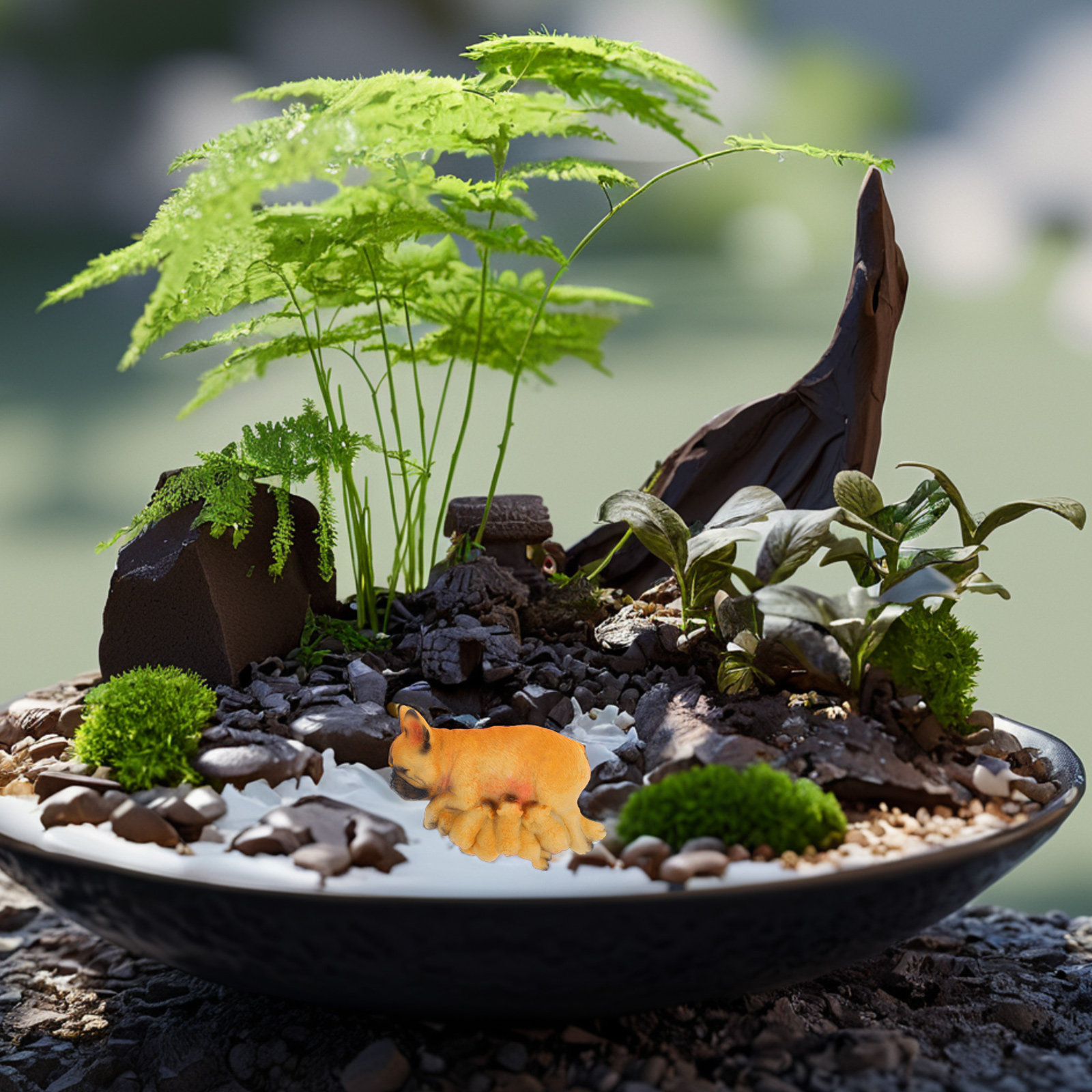 Realistic Mini French Bulldog  - огляд і ціна Succulent Arrangement Mini